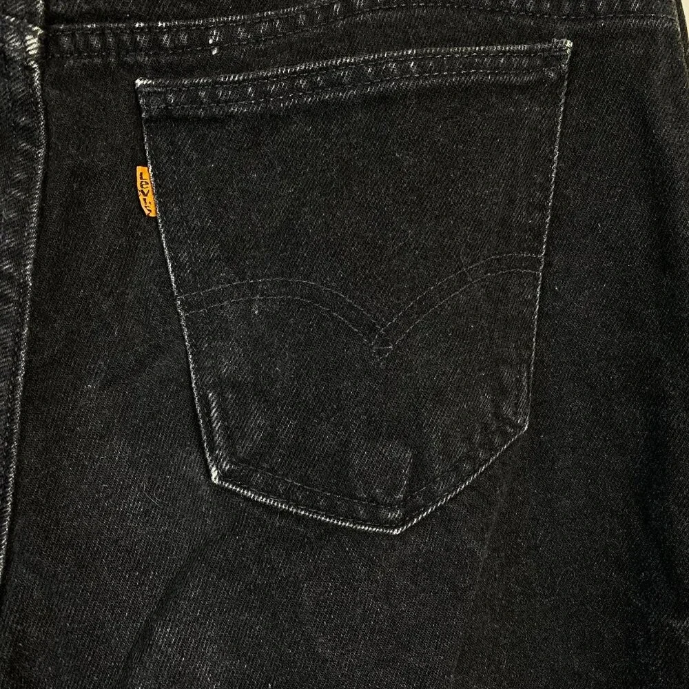 Vintage Levis 550 Orange Tab Denim Jeans Relaxed Fit Men's 34x32 Black Raw Hem